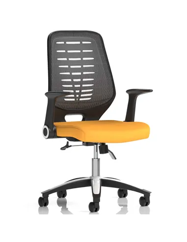 Dynamic Relay Task Operator Chair Bespoke Colour Silver Back Senna Yellow With Folding Arms KCUP0517