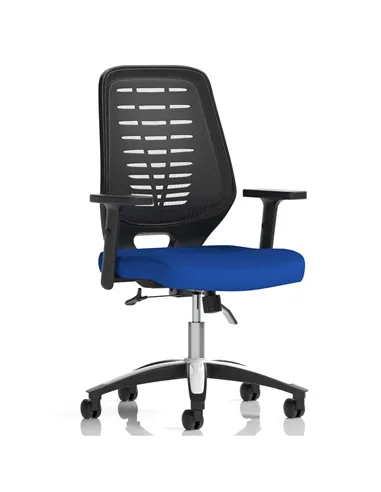 Dynamic Relay Task Operator Chair Bespoke Colour Black Back Stevia Blue With Height Adjustable Arms KCUP2067