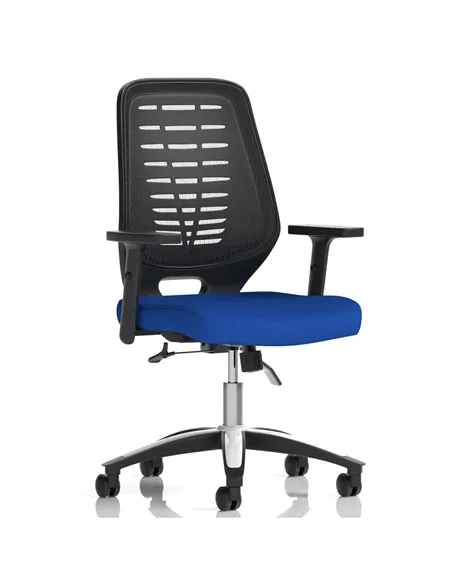 Dynamic Relay Task Operator Chair Bespoke Colour Black Back Stevia Blue With Height Adjustable Arms KCUP2067