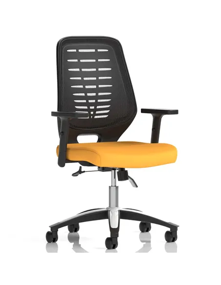 Dynamic Relay Task Operator Chair Bespoke Colour Black Back Senna Yellow With Height Adjustable Arms KCUP2069