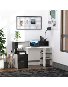 HOMCOM Computer Desk with Drawers and Storage Shelves, Office Desk Writing Table with Printer Stand, Large Workstation for Study 2