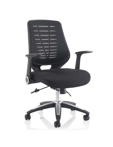 Dynamic Relay Task Operator Chair Airmesh Seat Black Back With Folding Arms OP000115