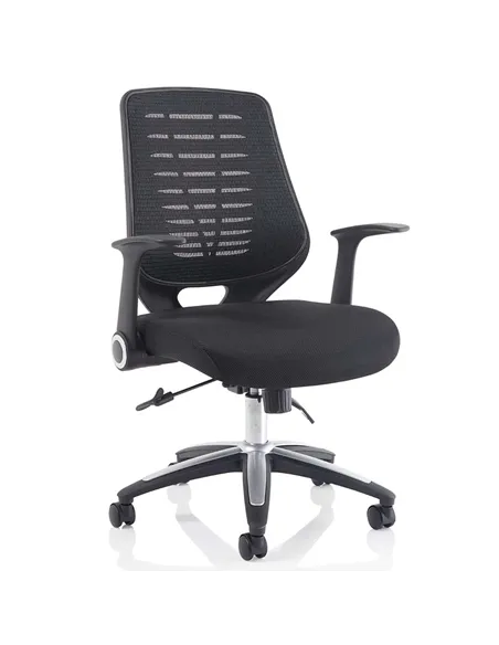 Dynamic Relay Task Operator Chair Airmesh Seat Black Back With Folding Arms OP000115