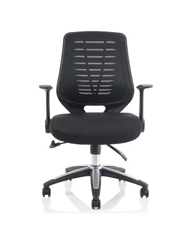 Dynamic Relay Task Operator Chair Airmesh Seat Black Back With Folding Arms OP000115