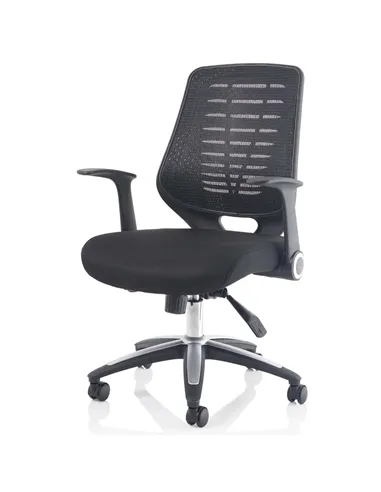 Dynamic Relay Task Operator Chair Airmesh Seat Black Back With Folding Arms OP000115
