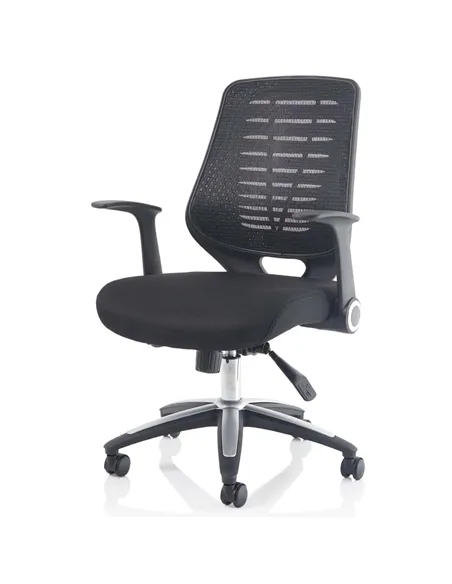 Dynamic Relay Task Operator Chair Airmesh Seat Black Back With Folding Arms OP000115