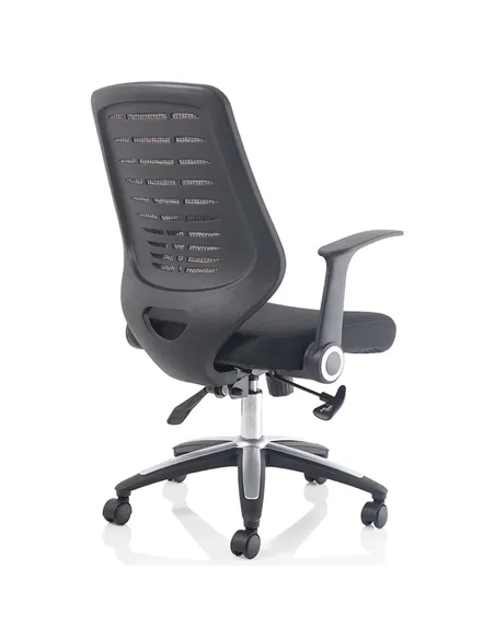 Dynamic Relay Task Operator Chair Airmesh Seat Black Back With Folding Arms OP000115