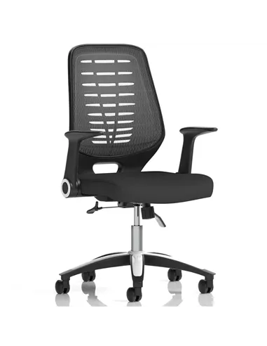 Dynamic Relay Task Operator Chair Airmesh Seat Silver Back With Folding Arms OP000116
