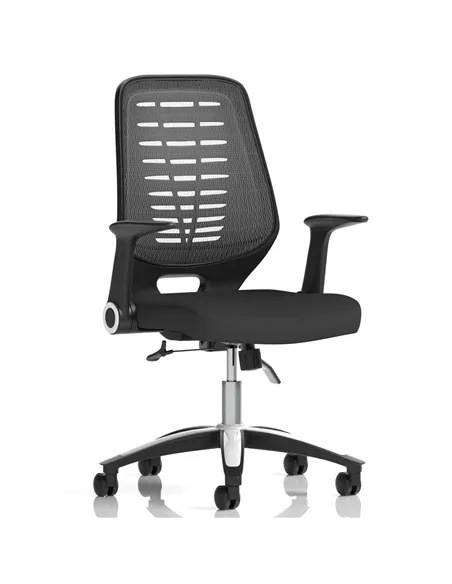 Dynamic Relay Task Operator Chair Airmesh Seat Silver Back With Folding Arms OP000116