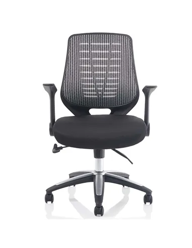 Dynamic Relay Task Operator Chair Airmesh Seat Silver Back With Folding Arms OP000116