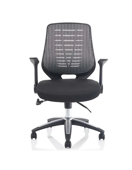 Dynamic Relay Task Operator Chair Airmesh Seat Silver Back With Folding Arms OP000116