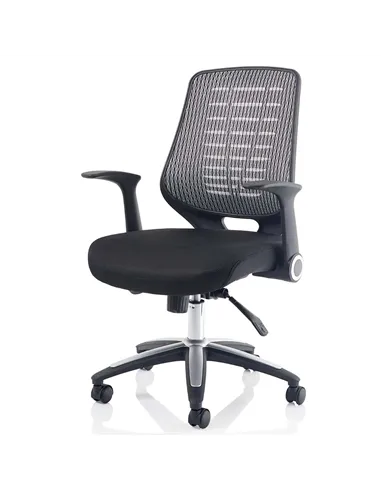 Dynamic Relay Task Operator Chair Airmesh Seat Silver Back With Folding Arms OP000116