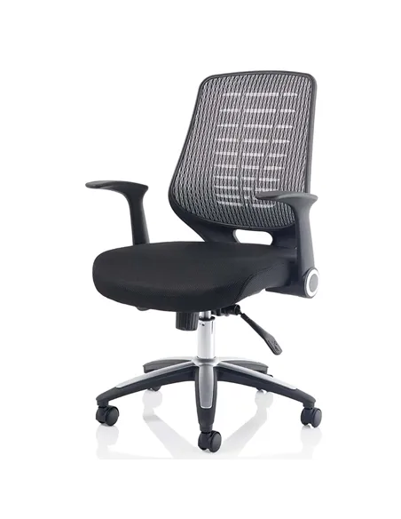 Dynamic Relay Task Operator Chair Airmesh Seat Silver Back With Folding Arms OP000116