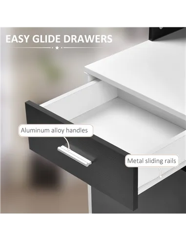 HOMCOM Computer Desk with Drawers and Storage Shelves, Office Desk Writing Table with Printer Stand, Large Workstation for Study