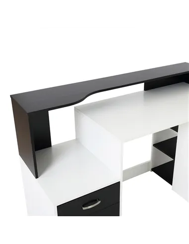 HOMCOM Computer Desk with Drawers and Storage Shelves, Office Desk Writing Table with Printer Stand, Large Workstation for Study