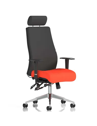 Dynamic Onyx Posture Office Chair Bespoke Colour Seat With Headrest Tabasco Orange KCUP0420