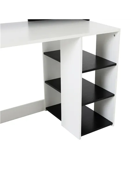 HOMCOM Computer Desk with Drawers and Storage Shelves, Office Desk Writing Table with Printer Stand, Large Workstation for Study