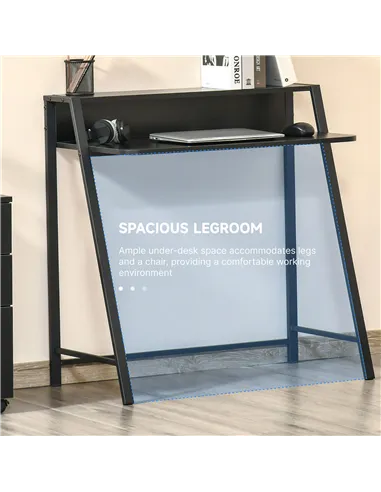 HOMCOM Writing Desk Computer Table Home Office PC Laptop Workstation Storage Shelf 84L x 45W cm Black