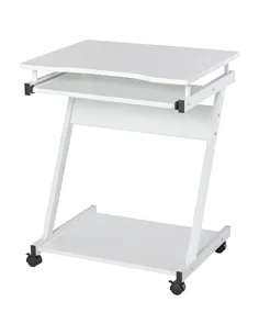 HOMCOM Movable Computer Desk with 4 Moving Wheels Sliding Keyboard Tray Home Office Workstation White