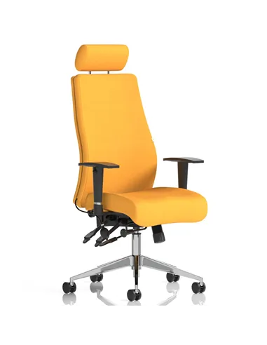 Dynamic Onyx Posture Office Chair Bespoke Colour With Headrest Senna Yellow KCUP0437