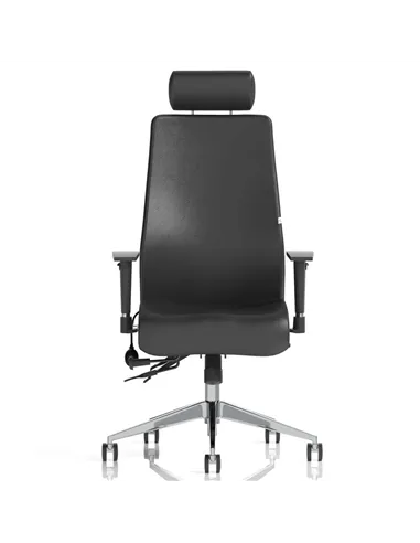 Dynamic Onyx Ergo Posture Desk Chair Black Soft Bonded Leather With Headrest With Arms OP000098