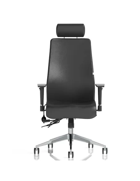 Dynamic Onyx Ergo Posture Desk Chair Black Soft Bonded Leather With Headrest With Arms OP000098