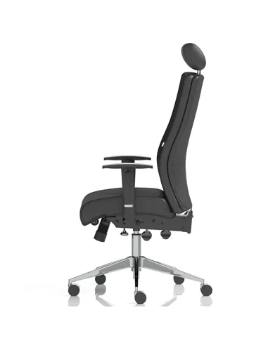 Dynamic Onyx Ergo Posture Desk Chair Black Soft Bonded Leather With Headrest With Arms OP000098
