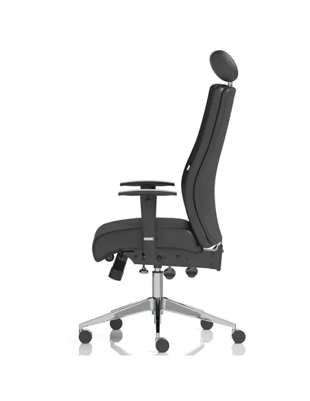 Dynamic Onyx Ergo Posture Desk Chair Black Soft Bonded Leather With Headrest With Arms OP000098