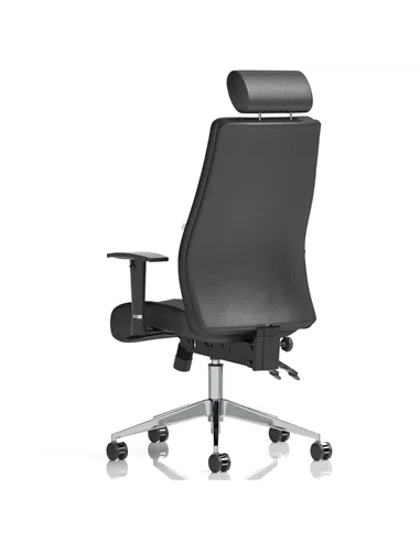 Dynamic Onyx Ergo Posture Desk Chair Black Soft Bonded Leather With Headrest With Arms OP000098