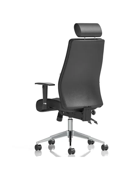 Dynamic Onyx Ergo Posture Desk Chair Black Soft Bonded Leather With Headrest With Arms OP000098