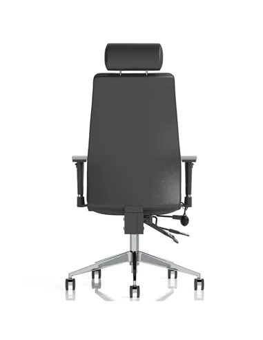 Dynamic Onyx Ergo Posture Desk Chair Black Soft Bonded Leather With Headrest With Arms OP000098