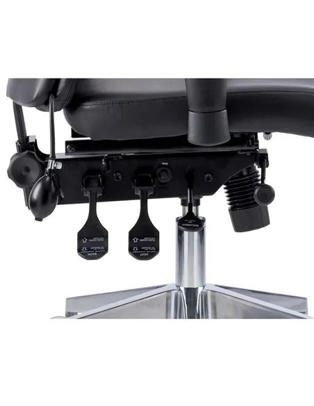 Dynamic Onyx Ergo Posture Desk Chair Black Soft Bonded Leather With Headrest With Arms OP000098