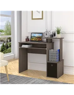 HOMCOM Computer Desk with Sliding Keyboard Tray Storage Drawer Shelf Home Office Workstation Grey 2
