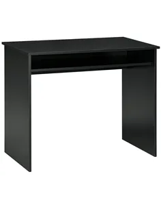 HOMCOM Modern Computer Desk, Home Office Table, Small Writing Desk with Storage Shelf, 90 x 50cm, Black Wood Grain