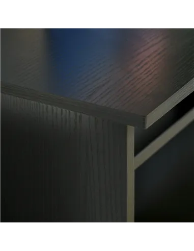 HOMCOM Modern Computer Desk, Home Office Table, Small Writing Desk with Storage Shelf, 90 x 50cm, Black Wood Grain