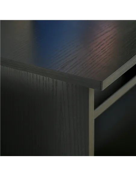 HOMCOM Modern Computer Desk, Home Office Table, Small Writing Desk with Storage Shelf, 90 x 50cm, Black Wood Grain