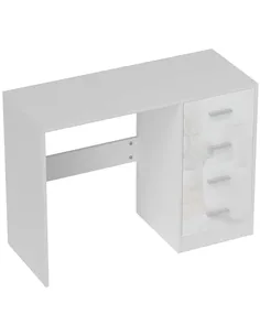 HOMCOM Computer Desk with Drawers, Dressing Table, High Gloss Home Office Writing Workstation, White