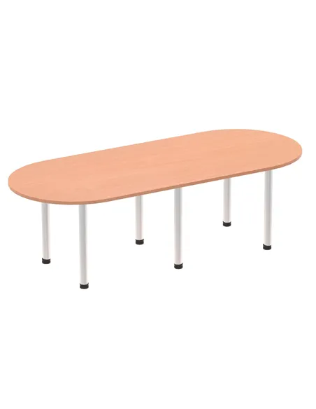 Dynamic Impulse 2400mm Boardroom Table Beech Top Silver Post Leg I000084