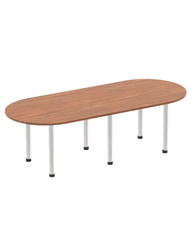 Dynamic Impulse 2400mm Boardroom Table Walnut Top Silver Post Leg I000144