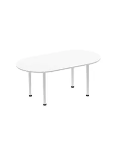 Dynamic Impulse 1800mm Boardroom Table White Top Silver Post Leg I000203