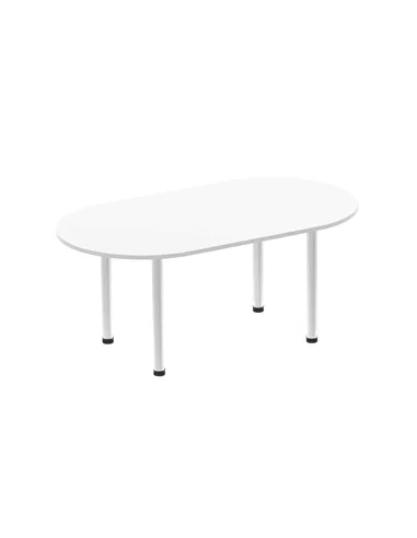Dynamic Impulse 1800mm Boardroom Table White Top Silver Post Leg I000203