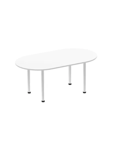 Dynamic Impulse 1800mm Boardroom Table White Top Silver Post Leg I000203
