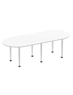 Dynamic Impulse 2400mm Boardroom Table White Top Silver Post Leg I000204