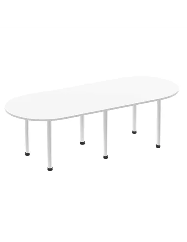 Dynamic Impulse 2400mm Boardroom Table White Top Silver Post Leg I000204