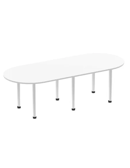 Dynamic Impulse 2400mm Boardroom Table White Top Silver Post Leg I000204