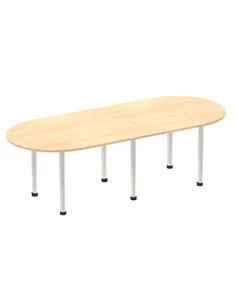 Dynamic Impulse 2400mm Boardroom Table Maple Top Silver Post Leg I000264