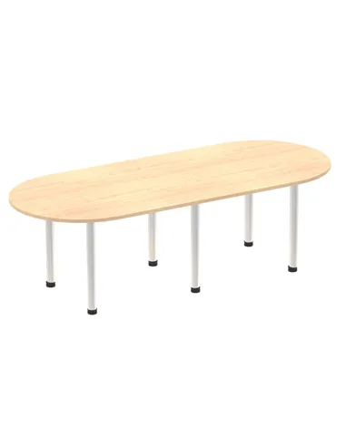 Dynamic Impulse 2400mm Boardroom Table Maple Top Silver Post Leg I000264