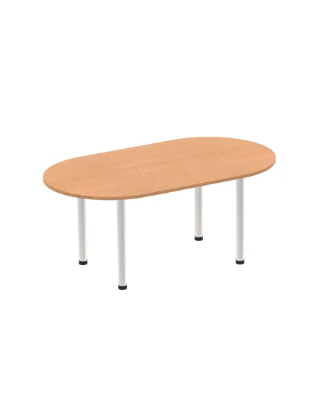 Dynamic Impulse 1800mm Boardroom Table Oak Top Silver Post Leg I000791