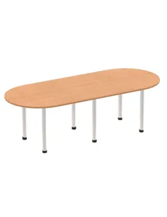 Dynamic Impulse 2400mm Boardroom Table Oak Top Silver Post Leg I000792