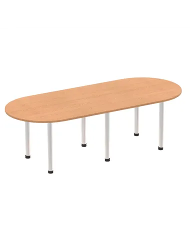 Dynamic Impulse 2400mm Boardroom Table Oak Top Silver Post Leg I000792